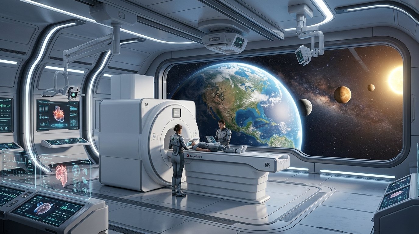 Render conceptual de la SuperMark 1.5T @HFM instalada en una estación orbital